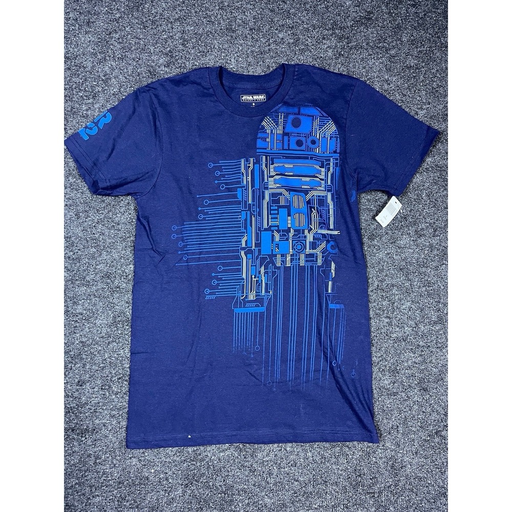 SMALL Disney Star Wars Galaxy's Edge Droid Depot Blue R2-D2 Schematics T-Shirt